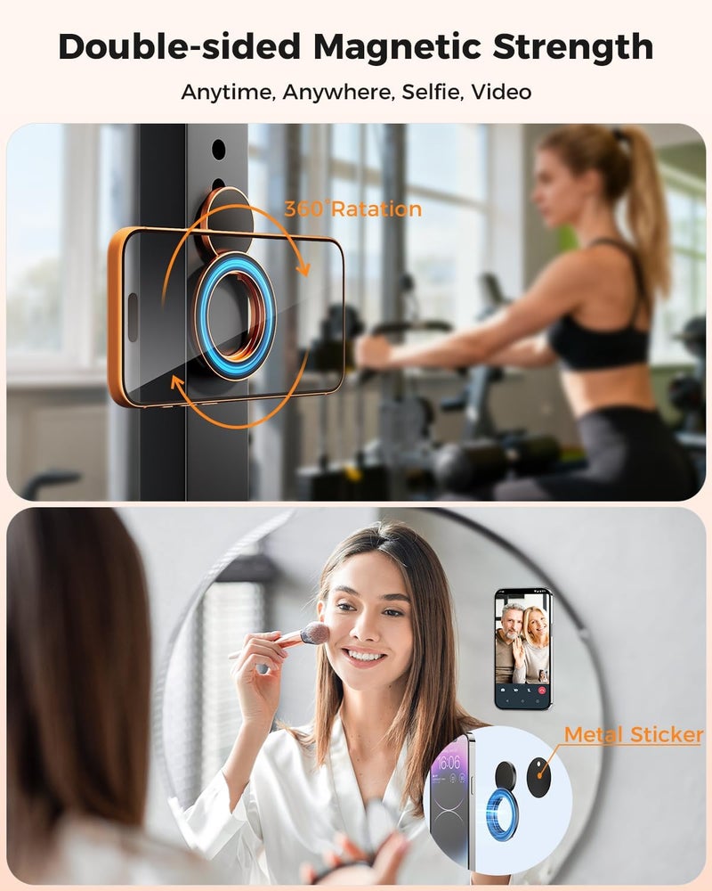 SUPERONE Magnetic Ring Holder for MagSafe Dual-Side Magnetics, Removable Gym Phone Grip with Kickstand for iPhone 17/16/15/14/13/12/ Series MagSafe Case All Phones Compatible with Magnetic Car Mount - Image 3